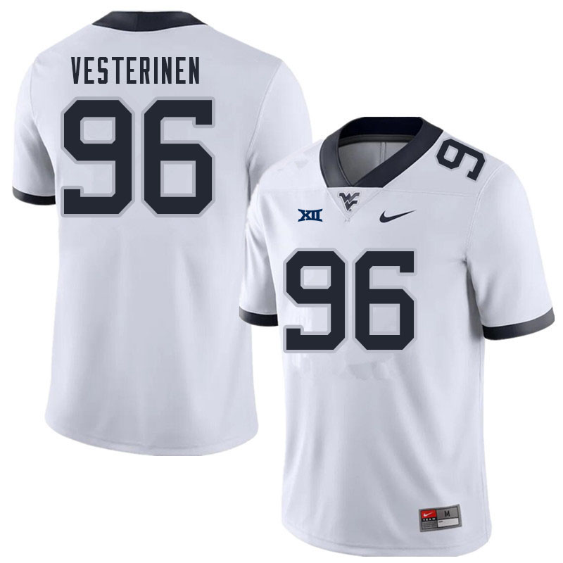 Men #96 Edward Vesterinen West Virginia Mountaineers College Football Jerseys Sale-White - Click Image to Close